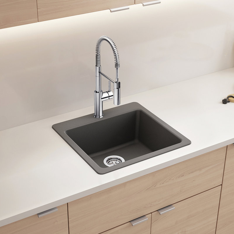 Liven SILGRANIT 21" L x 20.5" W Single Basin Drop-In/Undermount Kitchen Sink, White
