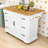 Rustic Wooden Kitchen Island Cart with Drop Leaf, Built-in Charging Station and Lockable Wheels-21226706
