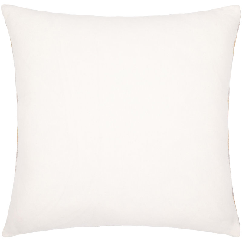 Ivory and Tan Embroidered Cotton Throw Pillow for Kids