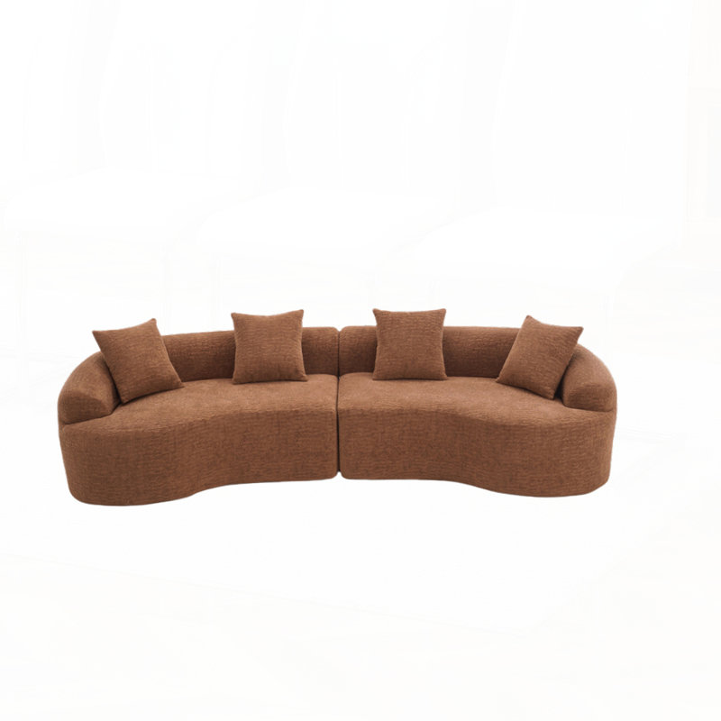 Luxueux canapé incurvé en polyester avec confort surdimensionné et design adapté aux enfants