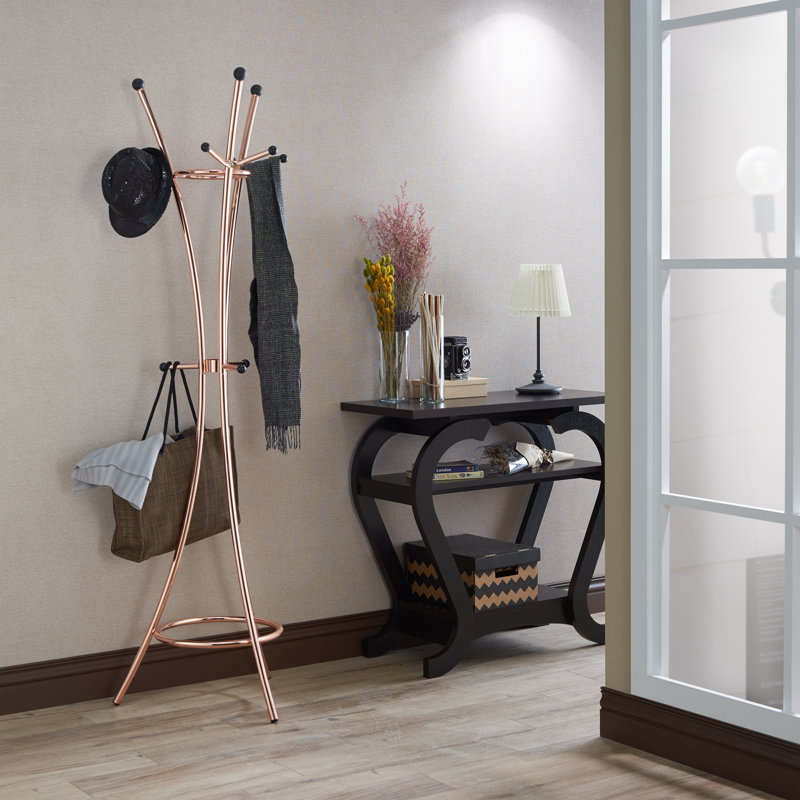Freestanding 10 - Hook Coat Rack, Rose Gold