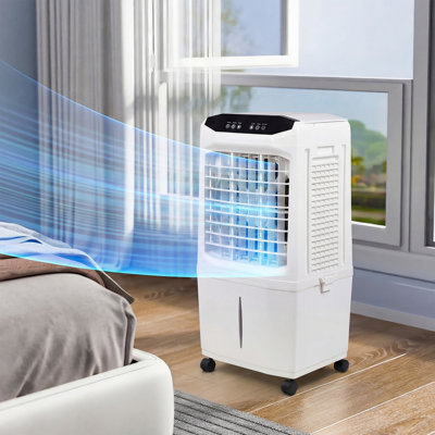 3-in-1 Portable Evaporative Air Cooler,3000cfm With 10 Gallon Water Tank,foldable Design,12h Timer And Remote Control,black