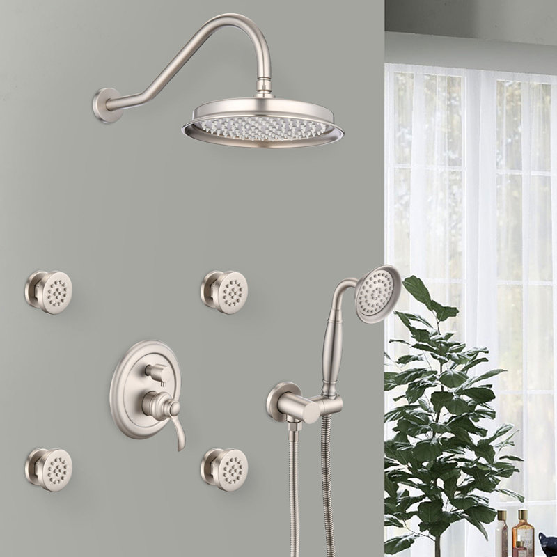 Rain Shower Faucet with Body Jet Handshower