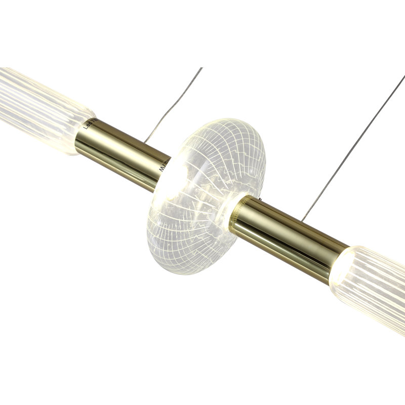 Lustre 4 lumières DEL moderne en or et verre