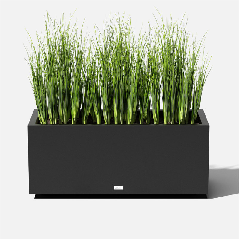 Block Series Long Box Planter, 16” H x 38” W x 15” D, Black