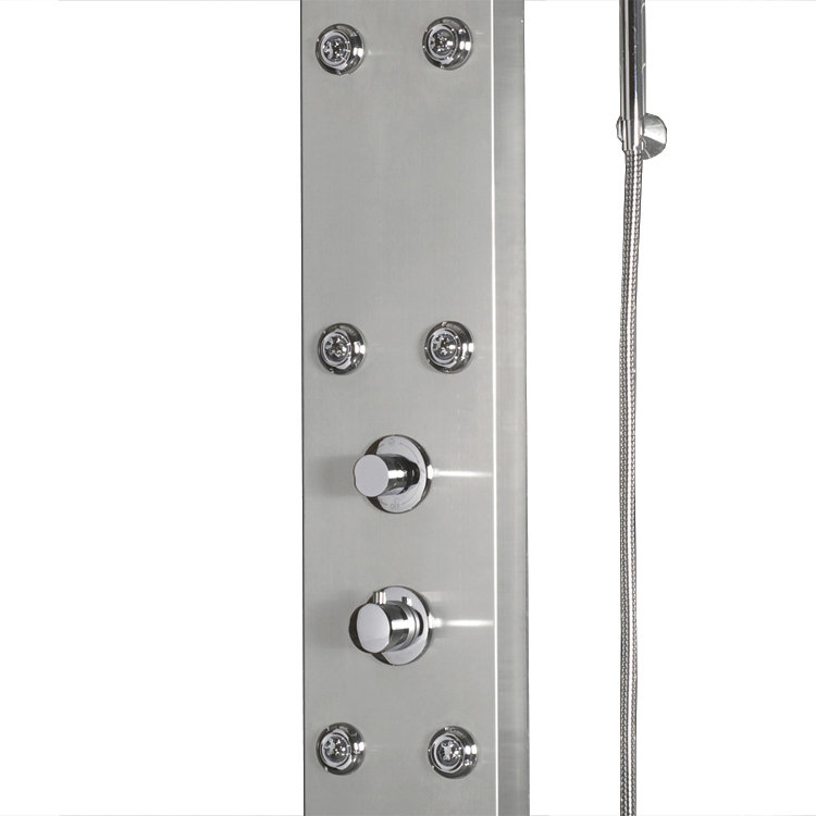Inverseur de panneau de douche en acier inoxydable 63,8 po/thermostatique