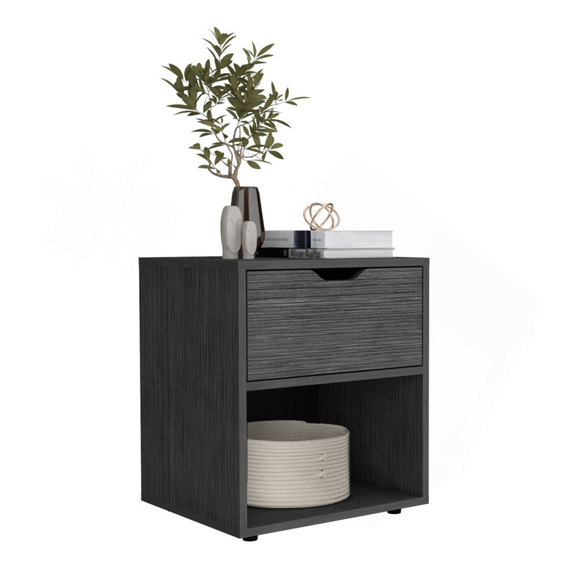 19.7" H Nightstand End Table With Open Shelf,Ligth Gray, Light Gray