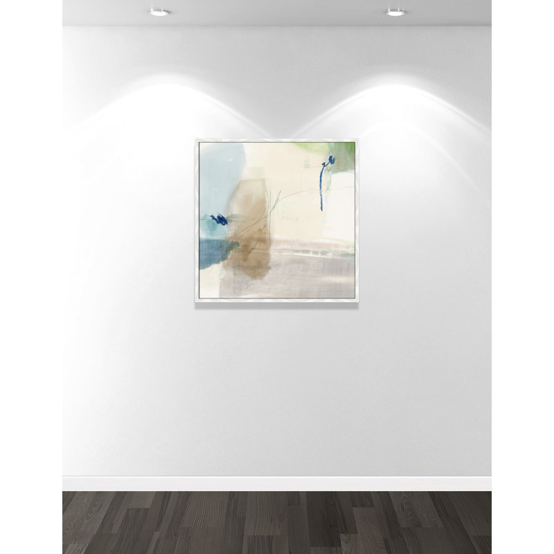 «Aquamarine Whispers II» par Casa Fine Arts, H 32 po x l 32 po x P 0,75 po, Pas de tapis, Papier avec cadre unique blanc