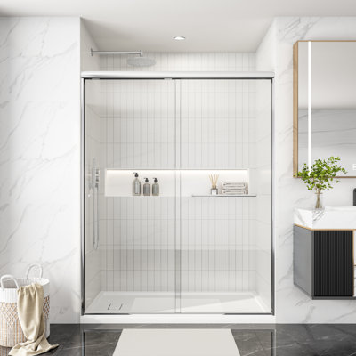 48 In. W X 76 In. H Framed Single Sliding Shower Door With 1/4 In. Tempered Clear Glass In Chrome