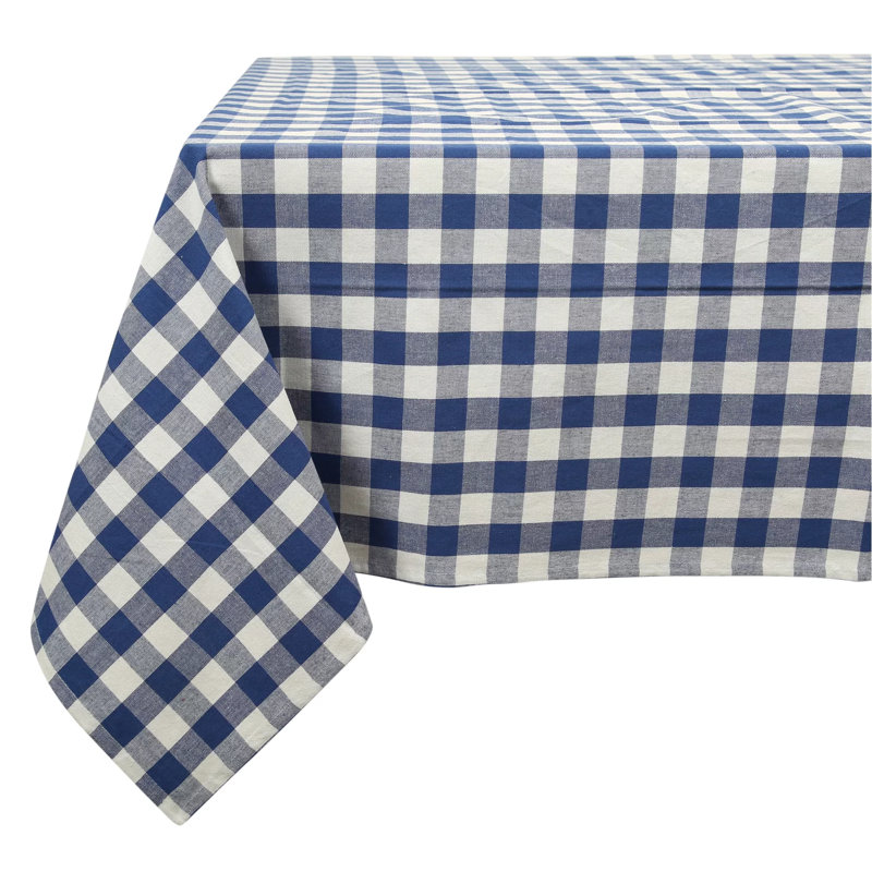 Jinnifer 60 po x 120 po Nappe en coton bleu et blanc