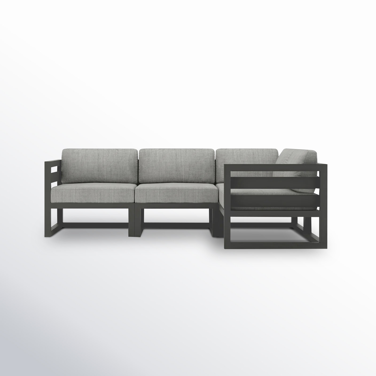 Smith 94" Outdoor Sectional with Sunbrella Cushions, Cast Silver, Slate