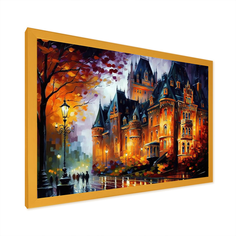 «Chateau Frontenac in Winter III», reproduction sur toile, L 32 po x H 24 po, Impression dorée sur toile encadrée