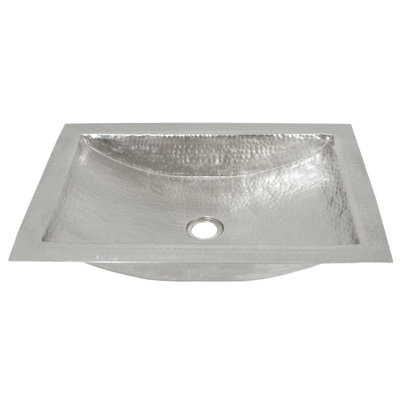 Avila Brushed Nickel Hand Hammered Rectangular Undermount Bathroom Sink