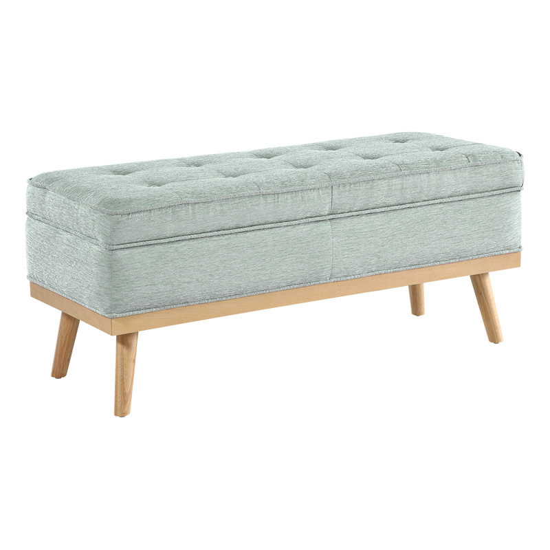 Boyu Polyester Blend Upholstered Storage Bench, Aqua Boucle