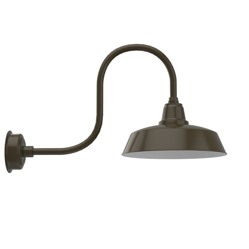 Luminaire de grange d'extérieur à DEL Vandervliet, H 9 po x l 16 po x P 17 po, Bronze acajou