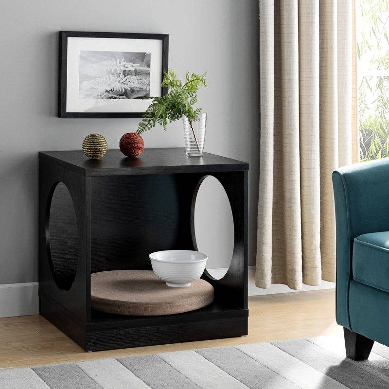 Circle Design Comfortable Pet End Table With Removable Mat In Red Cocoa