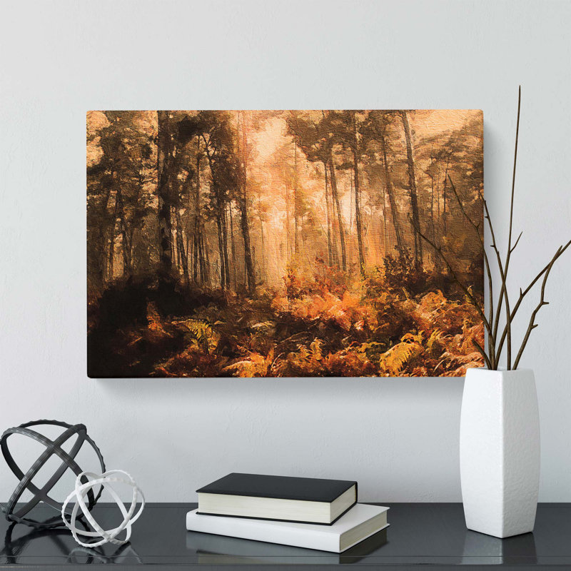 Forest In An Orange Glow - Wrapped Canvas Painting, 76 cm H x 50 cm W