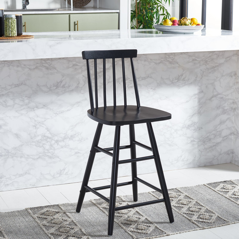 Pratt Counter Stool with Solid Wood Frame, Black