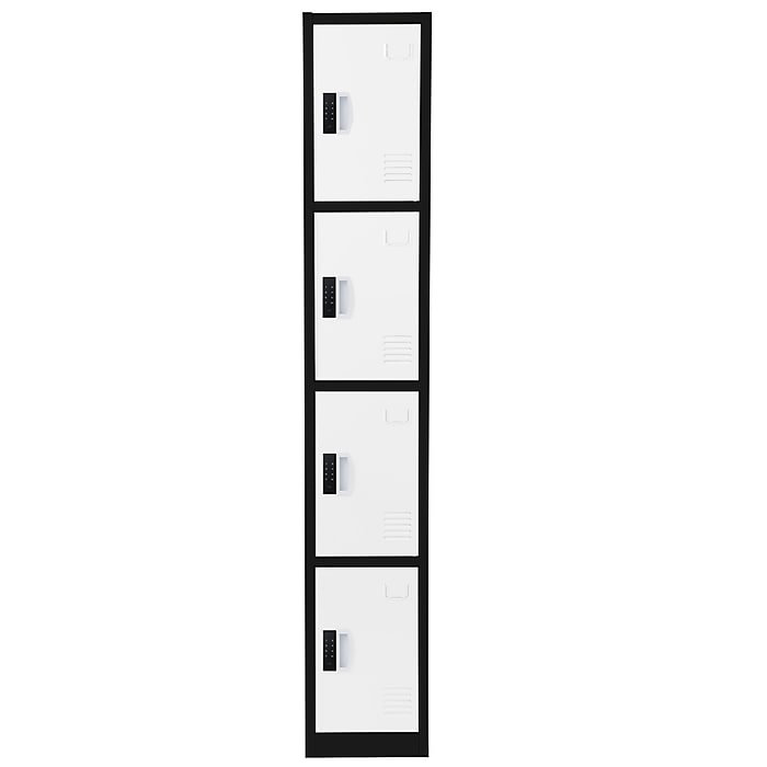 72" Black and White Steel 4-Tier Storage Locker with Digital Lock