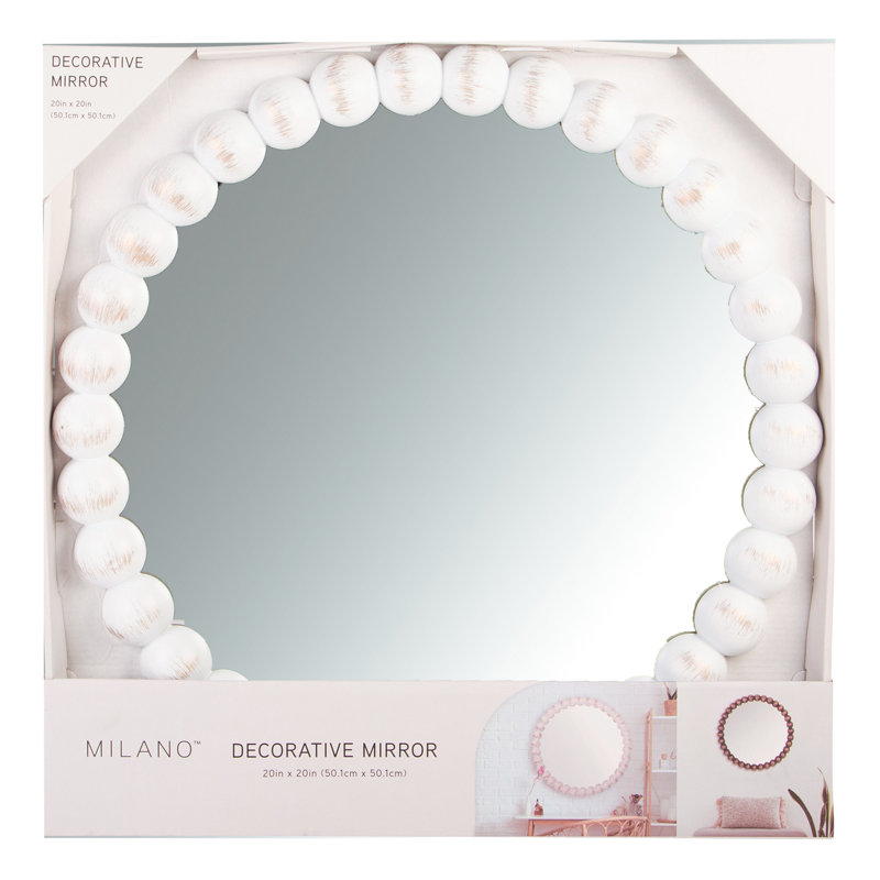20" D Round Hobnail White Mirror