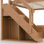 Lit mezzanine pleine grandeur avec garde-robe et espace de rangement intégrés, lit mezzanine en bois massif avec tablettes à côté, garde-corps pleine longueur et escalier, aucun sommier nécessaire-133411374-133411375