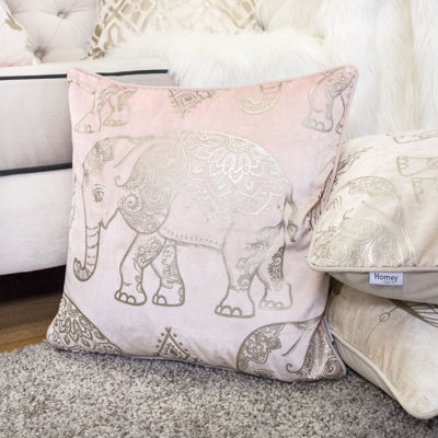  Elephant Velvet Throw Pillow