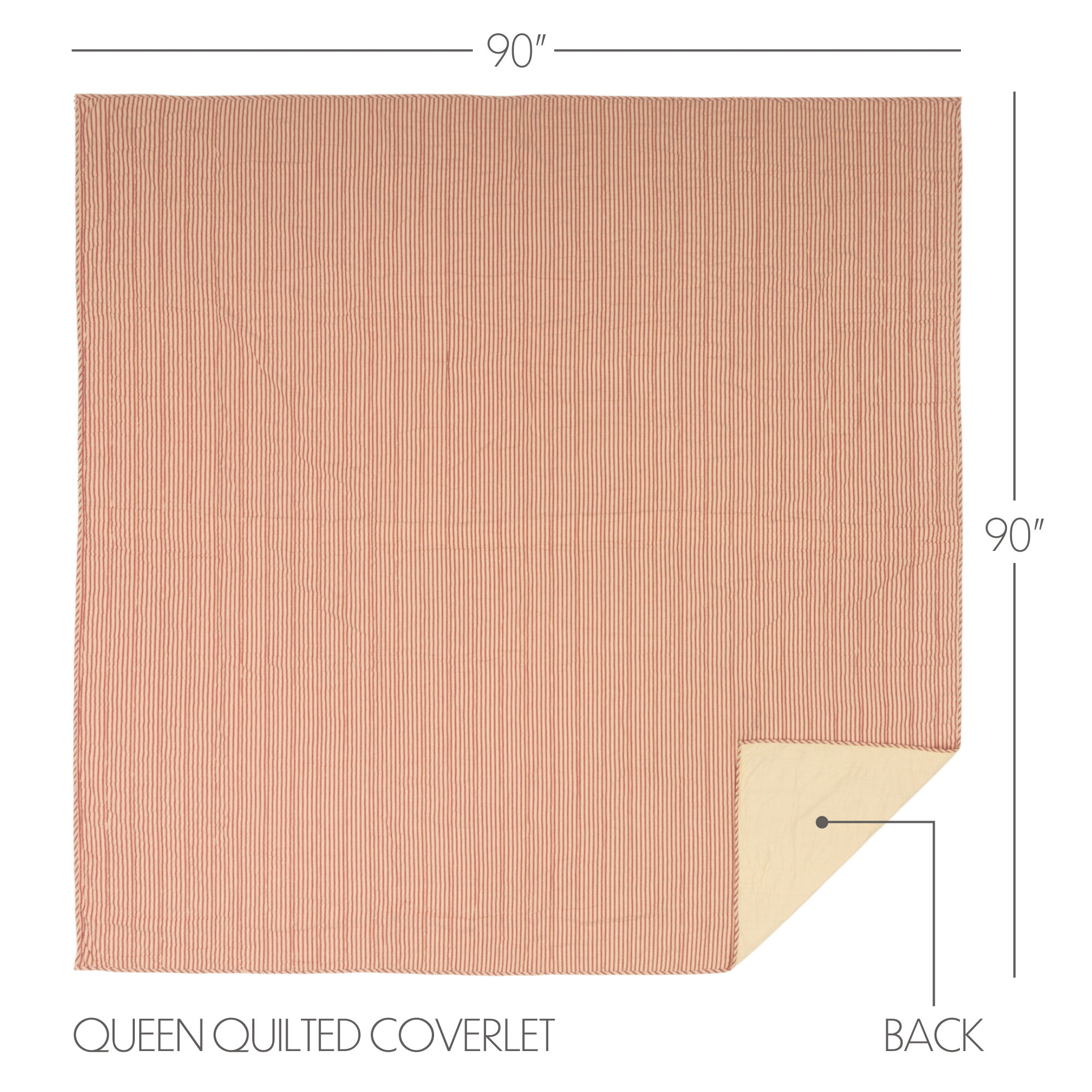Sawyer Mill Ticking Stripe Quilt Coverlet, Country Red & Dark Tan, Queen