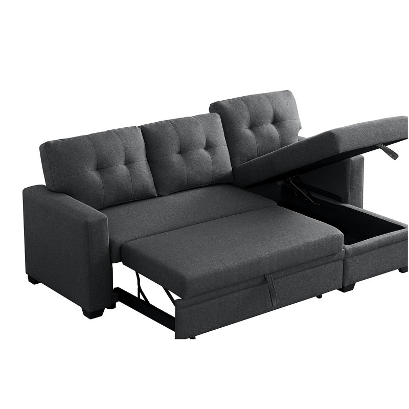 Canapé modulaire rembourré avec méridienne, Gris foncé