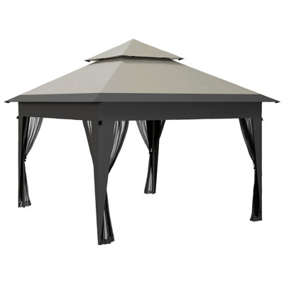 Outsunny 3 x 3(m) Pop Up Gazebo with Mosquito Netting, 1-Button Push