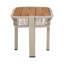 Table d'appoint en bois d'acacia à finition teck, table de bout d'extérieur pour patio avec corde beige et structure en métal naturel d'une capacité de 120 lb, table d'appoint carrée pour la cour, le balcon et le salon