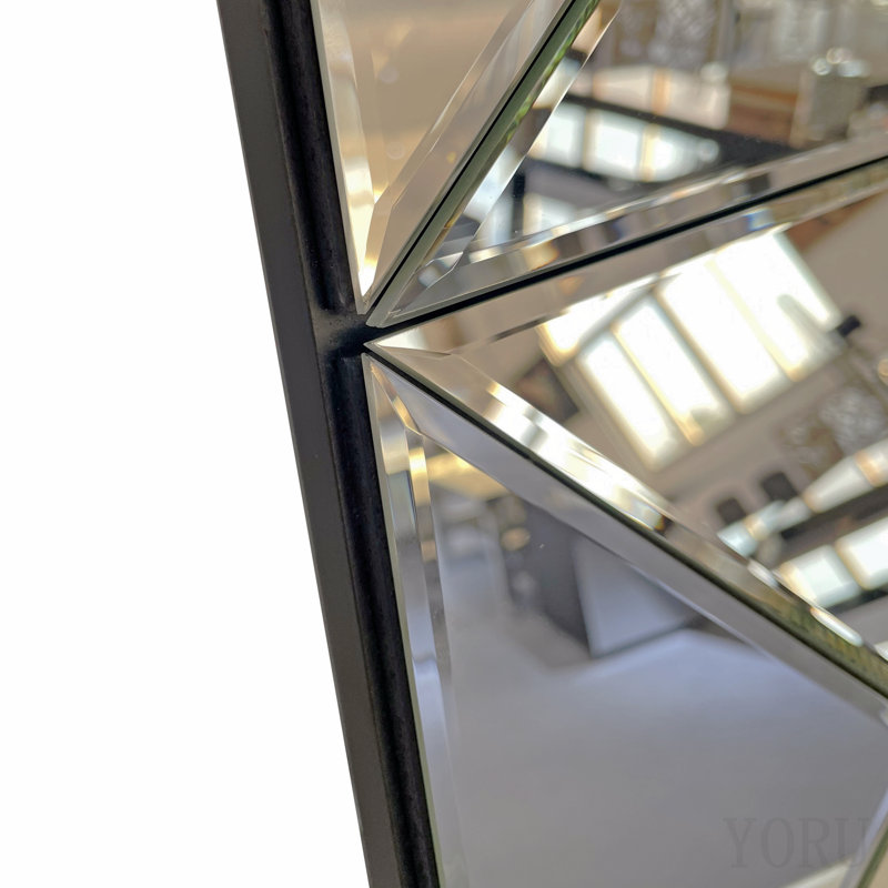 Grand miroir mural carré en verre biseauté 3D