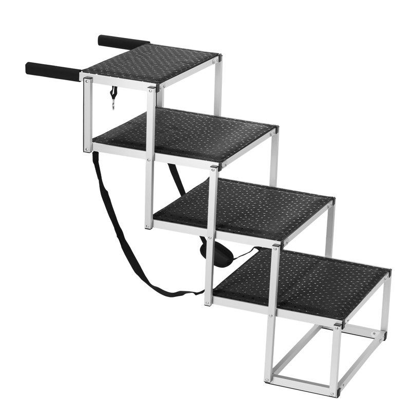 Black Aluminum 4-Step Folding Dog Car Ramp