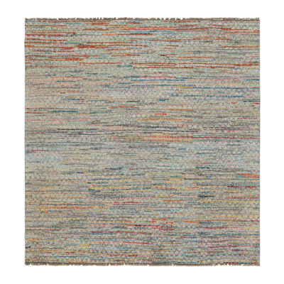 Rug & Kilim's Contemporary Square Rug With Colorful Stripes & Geometric Patterns