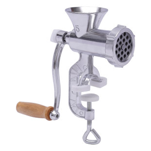 Bene Casa #8 Manual Meat Grinder, Cast Iron, Built-in Clamp w/ Wooden
