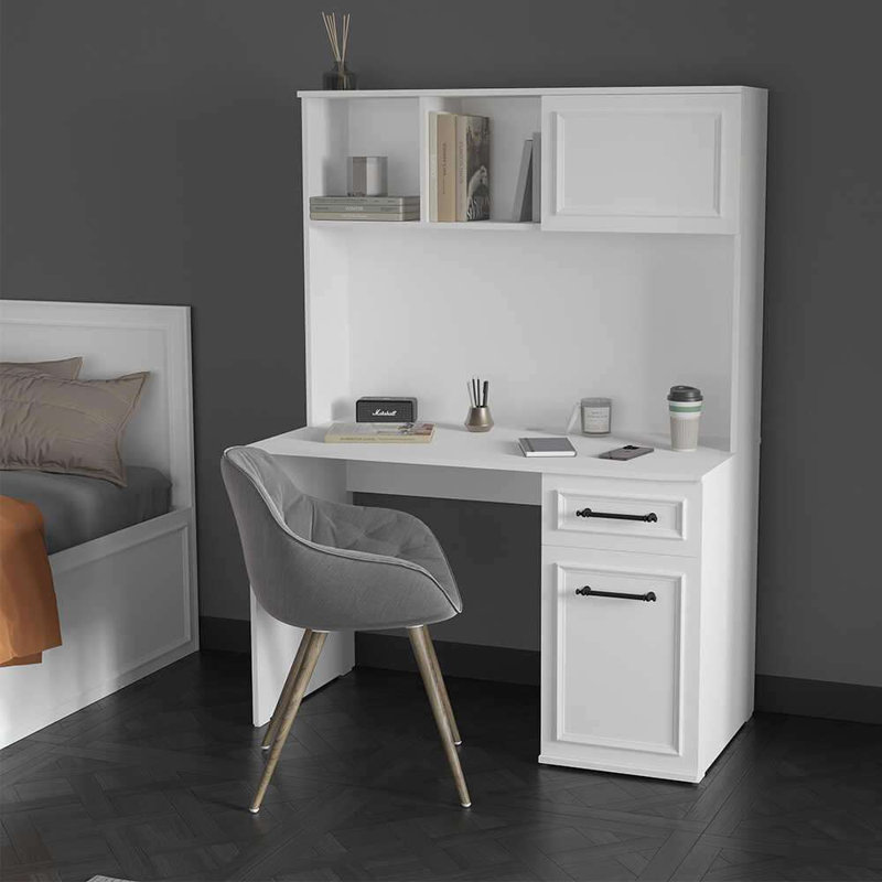 Modern Wall-Mounted Study Desk, White, 47.2 x 65.7 x 23.6 inches | 100% Melamine Coated Particle Board | Space-Saving Design, Perfect for Home Office & Study Areas, Stylish & Functional Addition to Your Space
