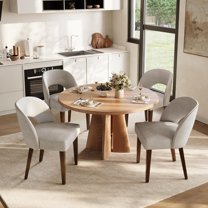 Ensemble de 4 chaises de salle à manger rembourrées - chenille douce, style maison de campagne pour la cuisine et la salle à manger
