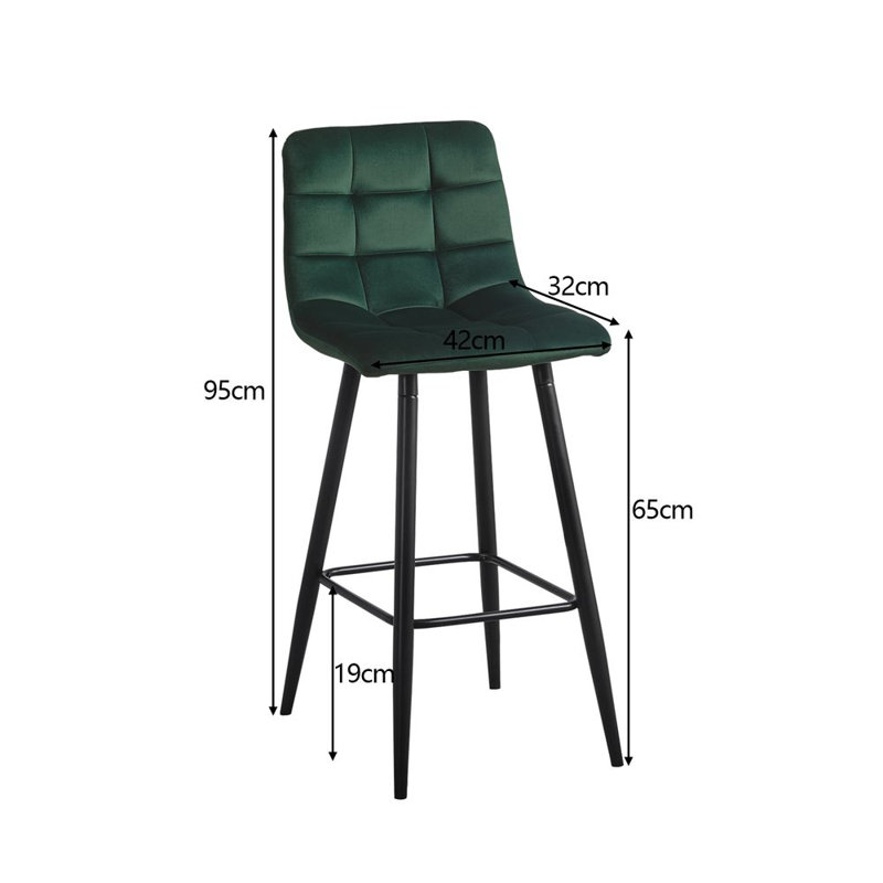 Breyson Upholstered Counter Stool with Metal Frame, Green