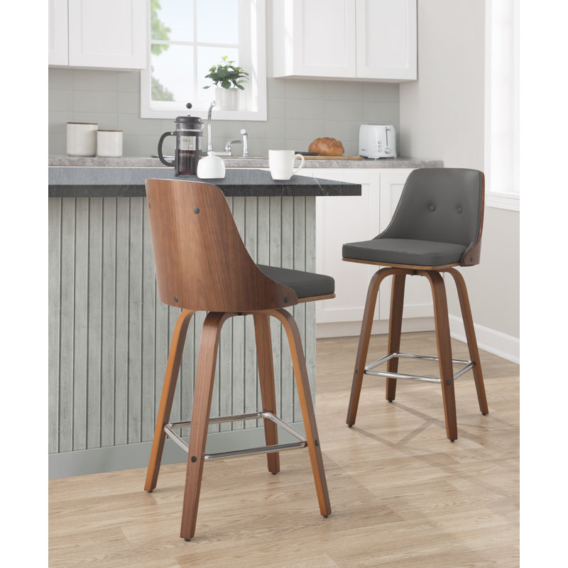 Tabouret de bar et de comptoir Archaimbaud, Tabouret de comptoir (siège d'une hauteur de 25,7, Faux cuir gris