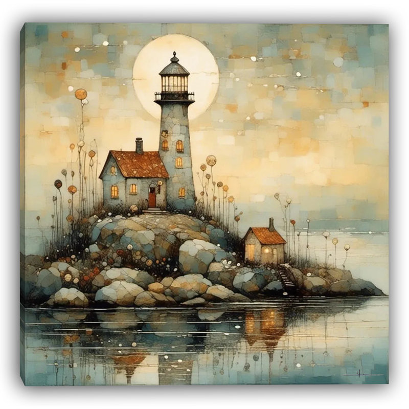 Art mural sur toile Sunset Beacon Waves, H 20 po x l 20 po