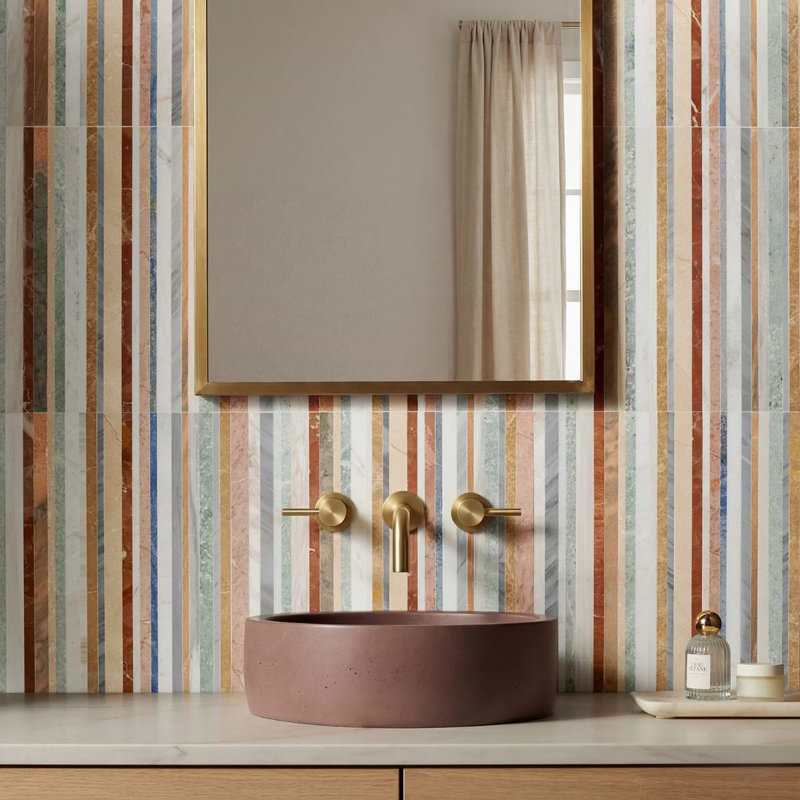 Isla Sunset Multicolor 16x16 Polished Marble Mosaic Tile
