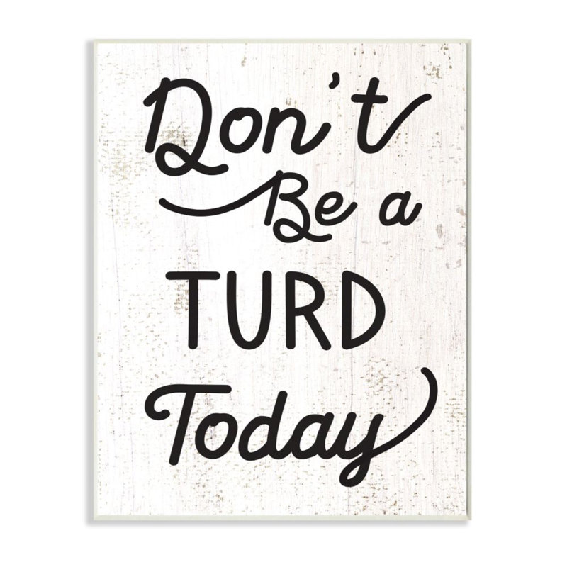 «Don't Be a Turd Expression» par Daphne Polselli - impression d'art graphique, Toile tendue, H 30 po x l 24 po x 1,5 po