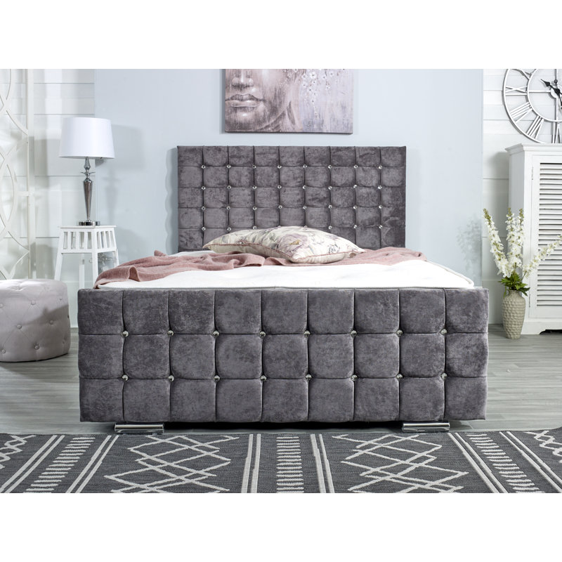 Woodring Upholstered Bed Frame, Small Double (4'), Slate Grey