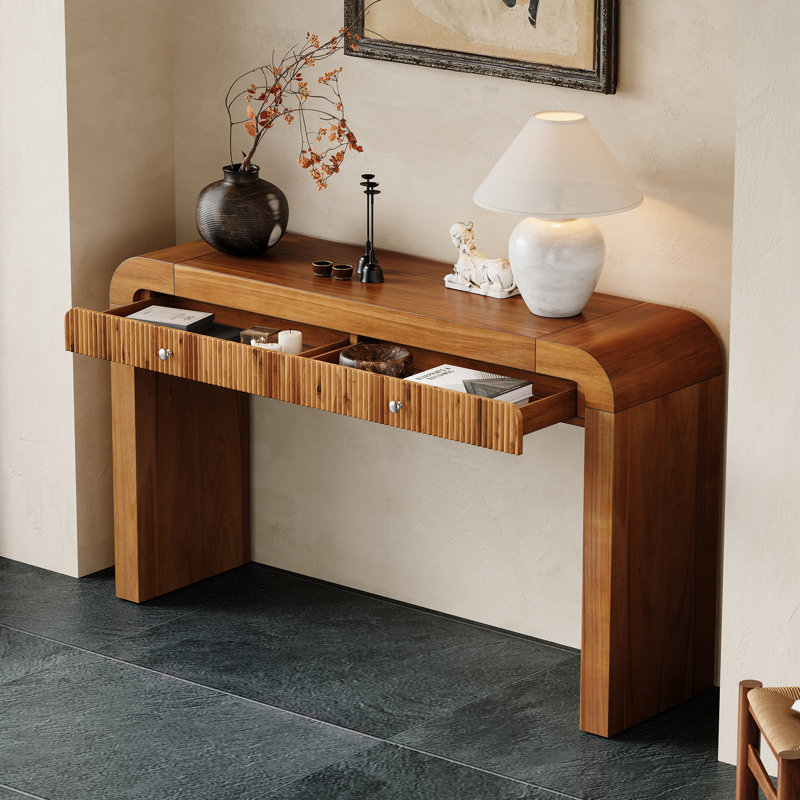 Console Table With 2 Drawers, Brown