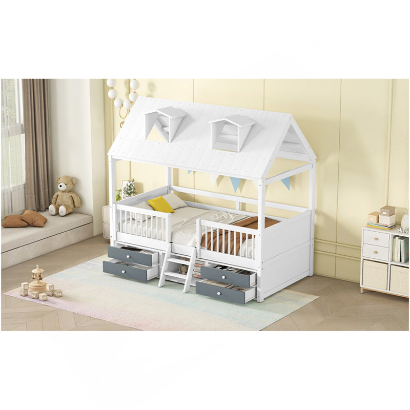 Structure de lit simple en bois, blanc, Lit simple, White