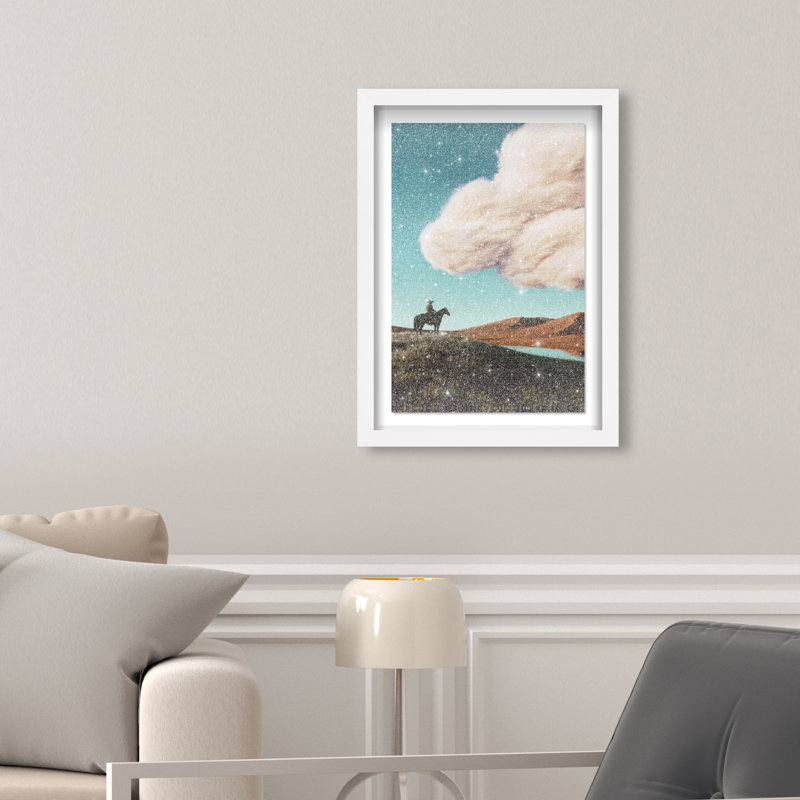 Cowboy Surreal Framed Graphic Art, 31.5"H x 21.5"W, White Shadowbox