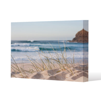 Dune Grass In Australia With Turquoise Surf Waves Of The Pacific Ocean Canvas Print by Andrew Lee - Wrapped Canvas Print