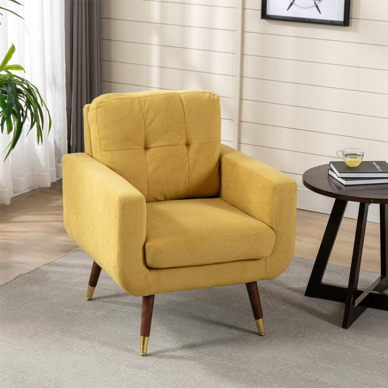 Candelora 28.35" W Modern Tufted Upholstered  Accent Chair with Metal Feet Guards