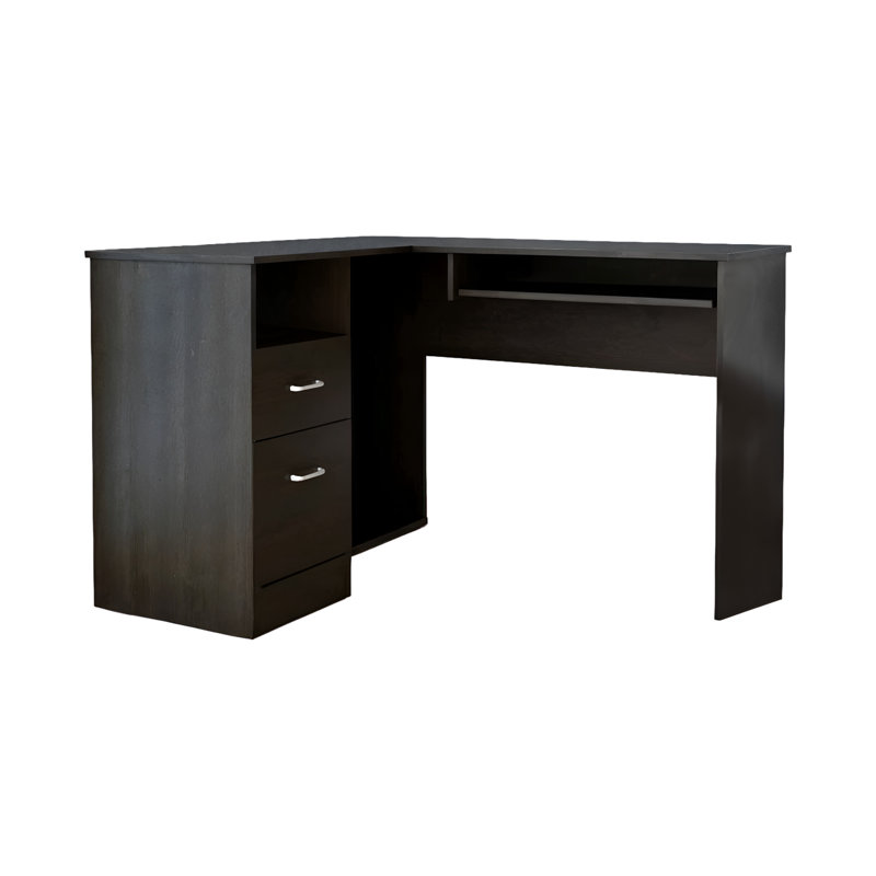 41" L Shape Computer Desk With Two Drawers, Black Incorrect