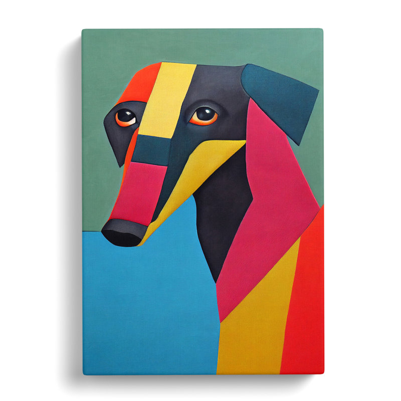 Greyhound Patchwork - Wrapped Canvas, 60cm H x 40cm W x 3cm D