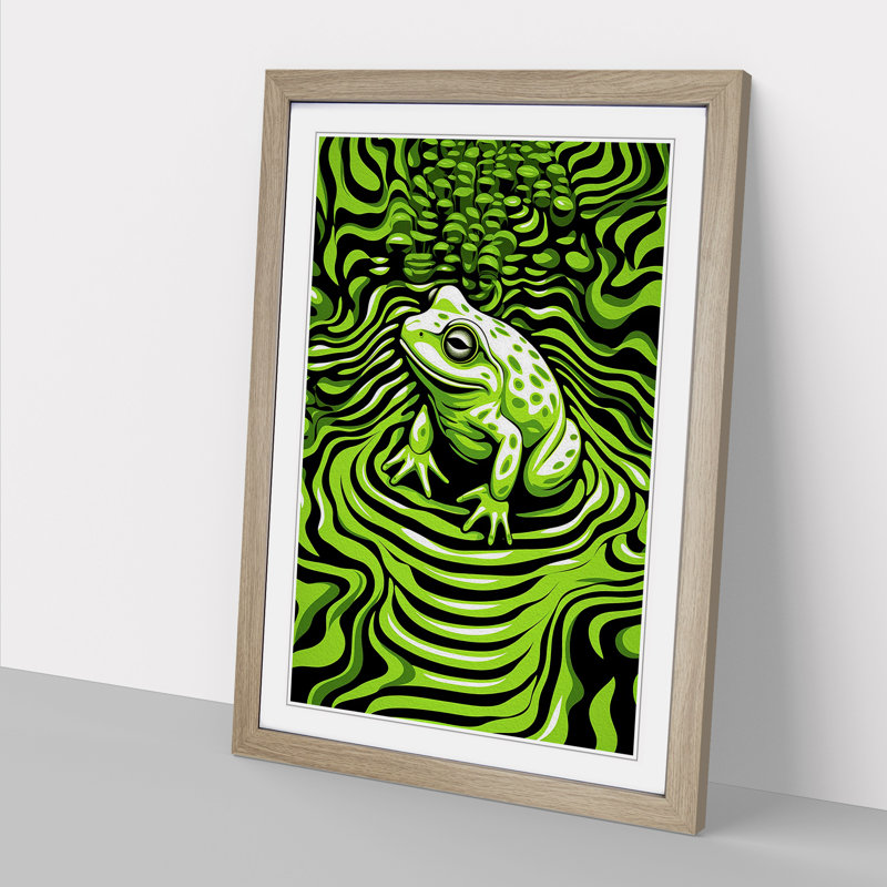 Frog Op - Framed Print, 34cm H x 25cm W, Oak Framed